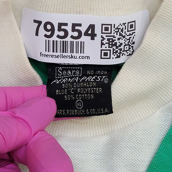 Vintage 70s SEARS MOD Shirt Women Large 21x26 Perma-Prest USA - Picture 8 of 11